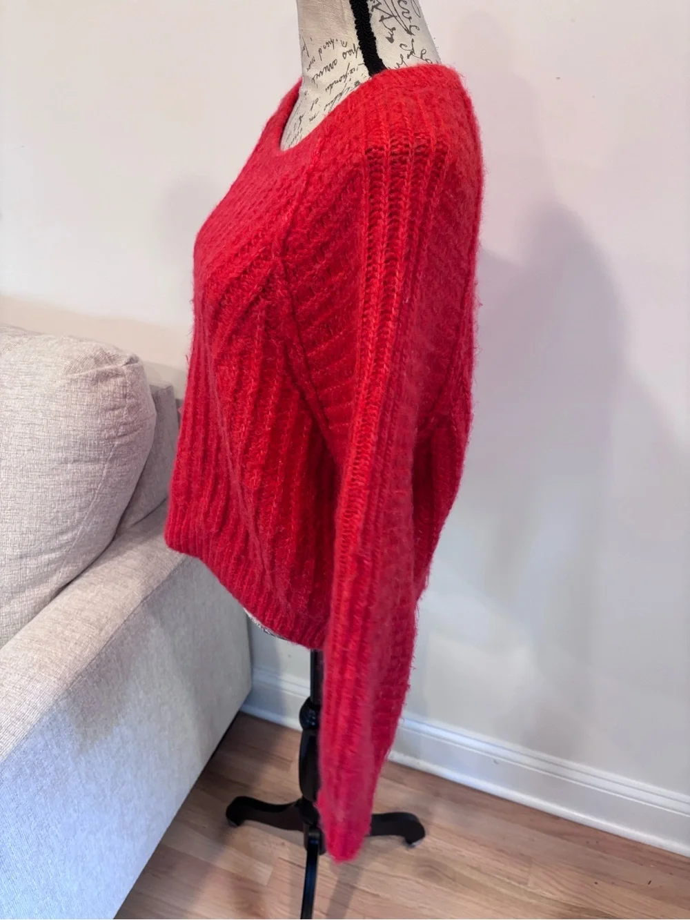 FREE PEOPLE Carter Pullover Sweater In Red Hot size small